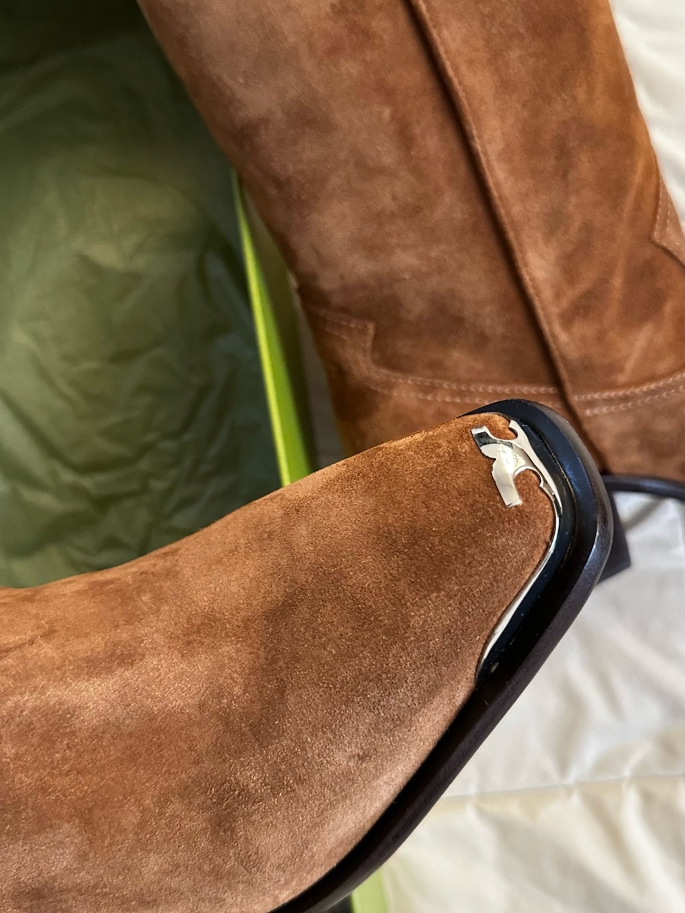 TORY BURCH BROWN SUEDE LEATHER COWBOY BOOTS WESTERN BOOTS SIZE-9 - Picture 9 of 13